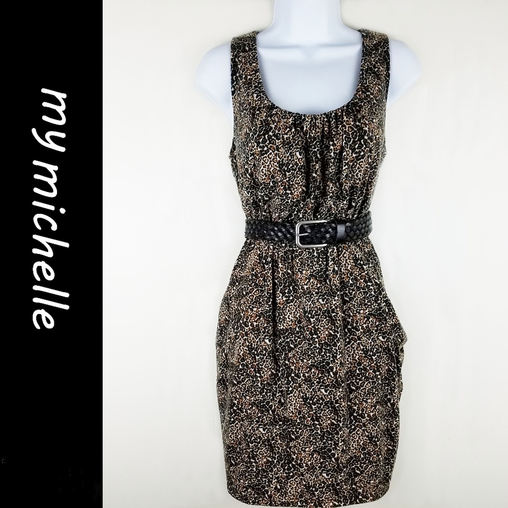 My Michelle sleeveless cheetah Dress 5%spandex